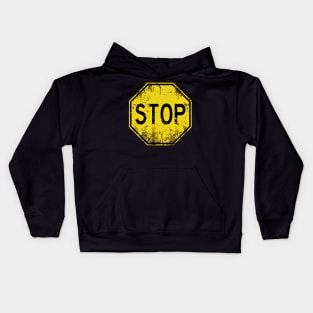 Retro Stop Sign (weathered) Kids Hoodie